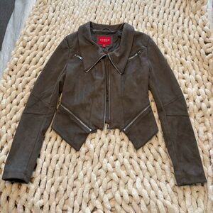 Guess Women's Dark Brown Leather Jacket